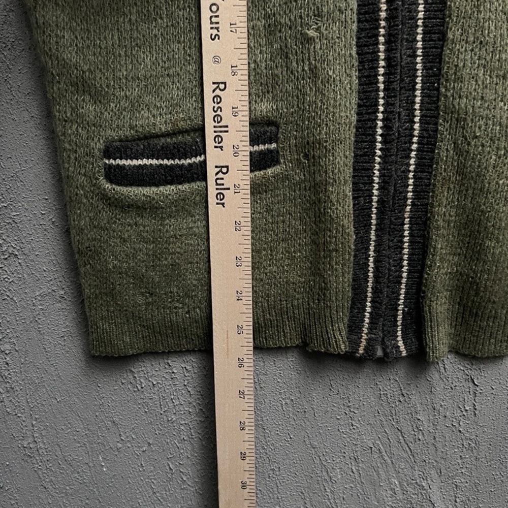 Vintage Pennleigh Mohair Zip Up Cardigan Large Green 1960s Distressed - Picture 9 of 10